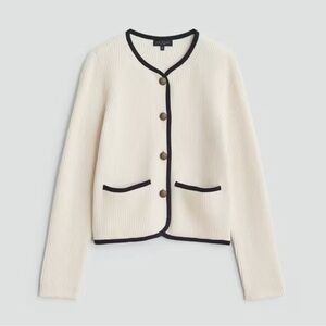 NEW rag and bone Nancy Grosgrain Trim Cardigan Cream Size Large